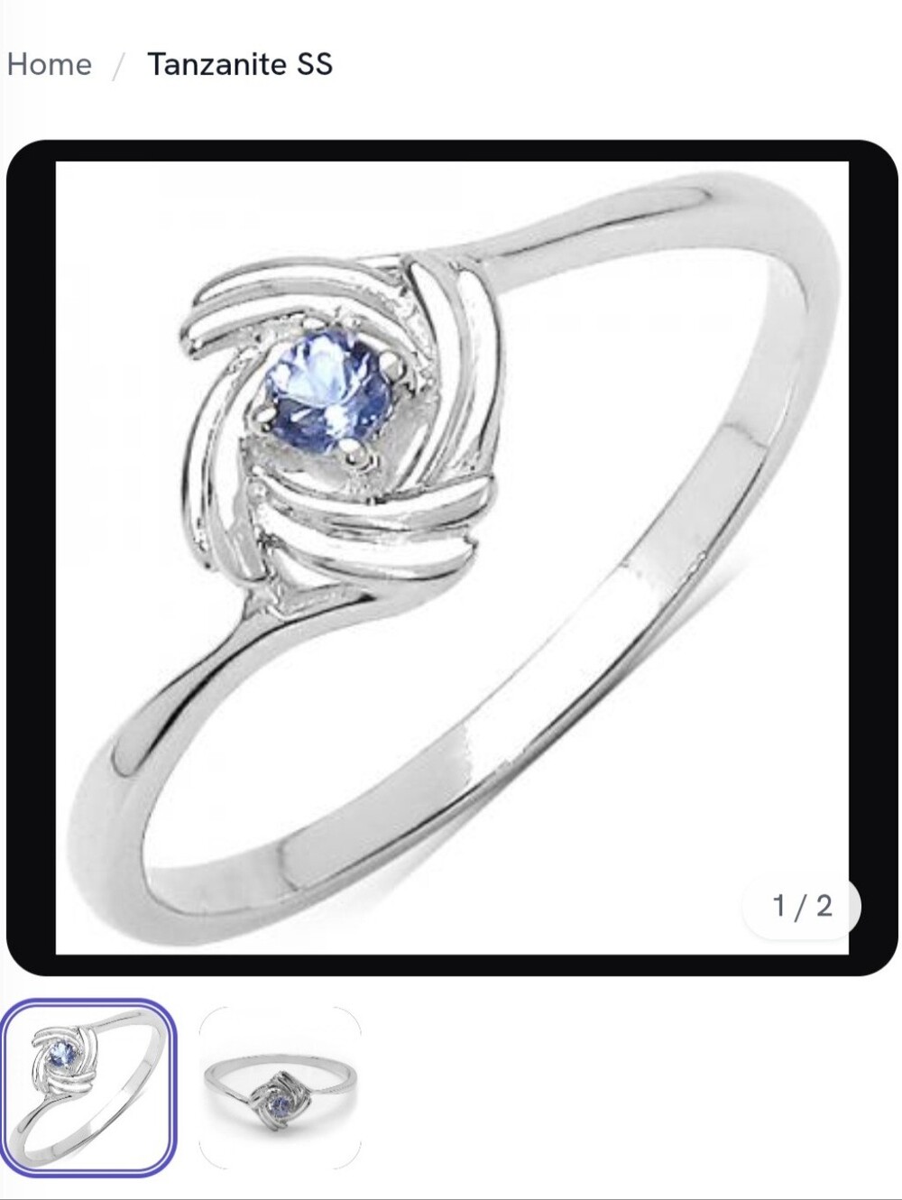 Tanzanite Sterling Silver Ring - Blue Stone